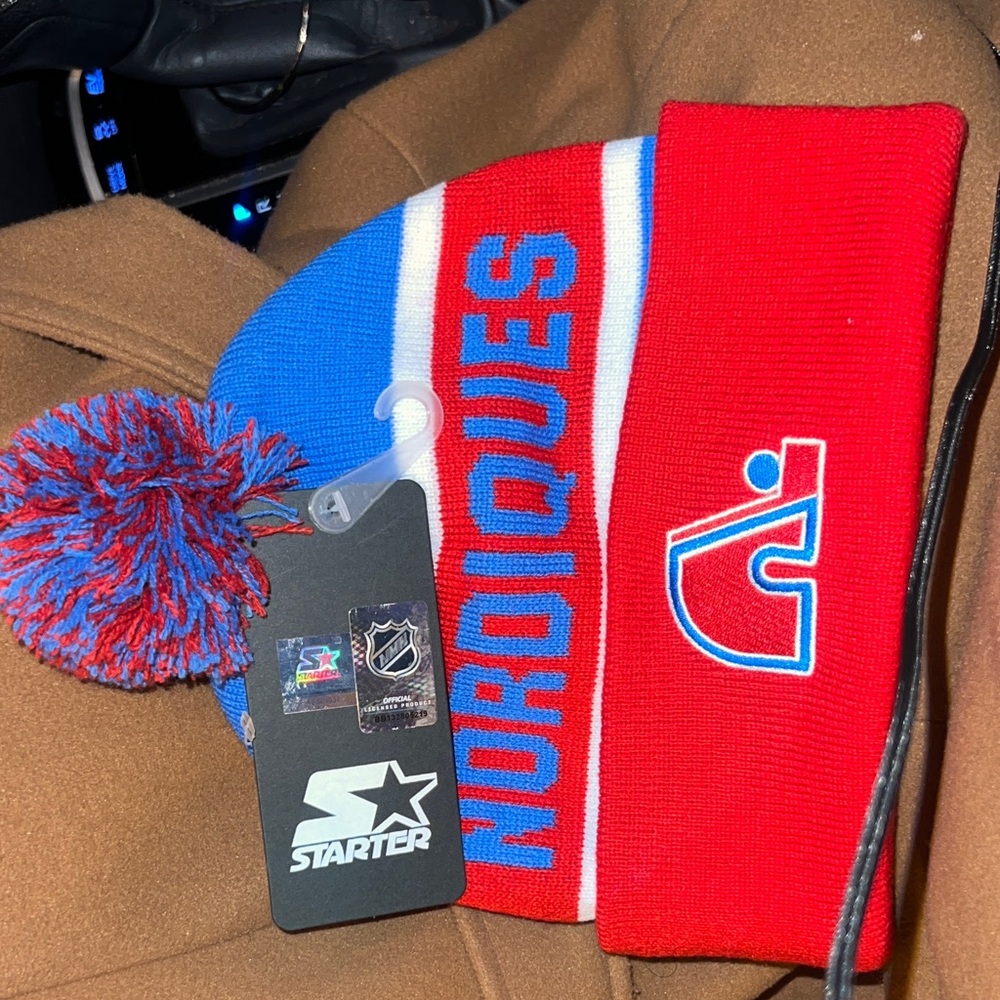 STARTER Red and Blue Nordiques Beanie